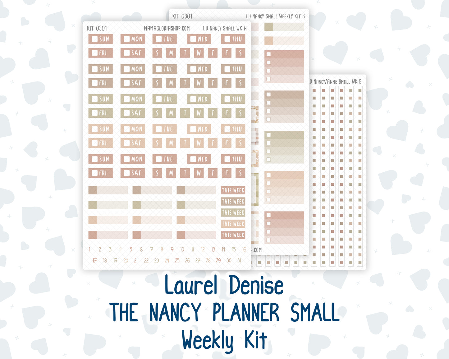Kit 0301 - Laurel Denise The Nancy Planner Small - Weekly Kit - November - Sunday Comfort