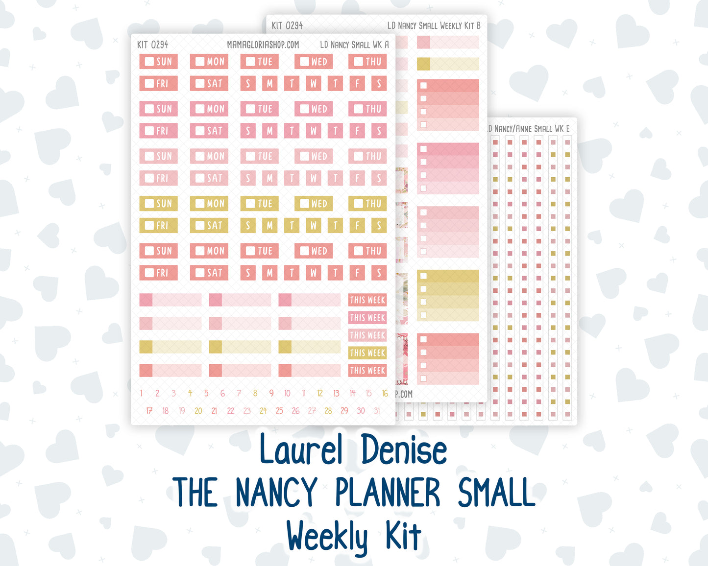 Kit 0294 - Laurel Denise The Nancy Planner Small - Weekly Kit - September - Rosy Reveria
