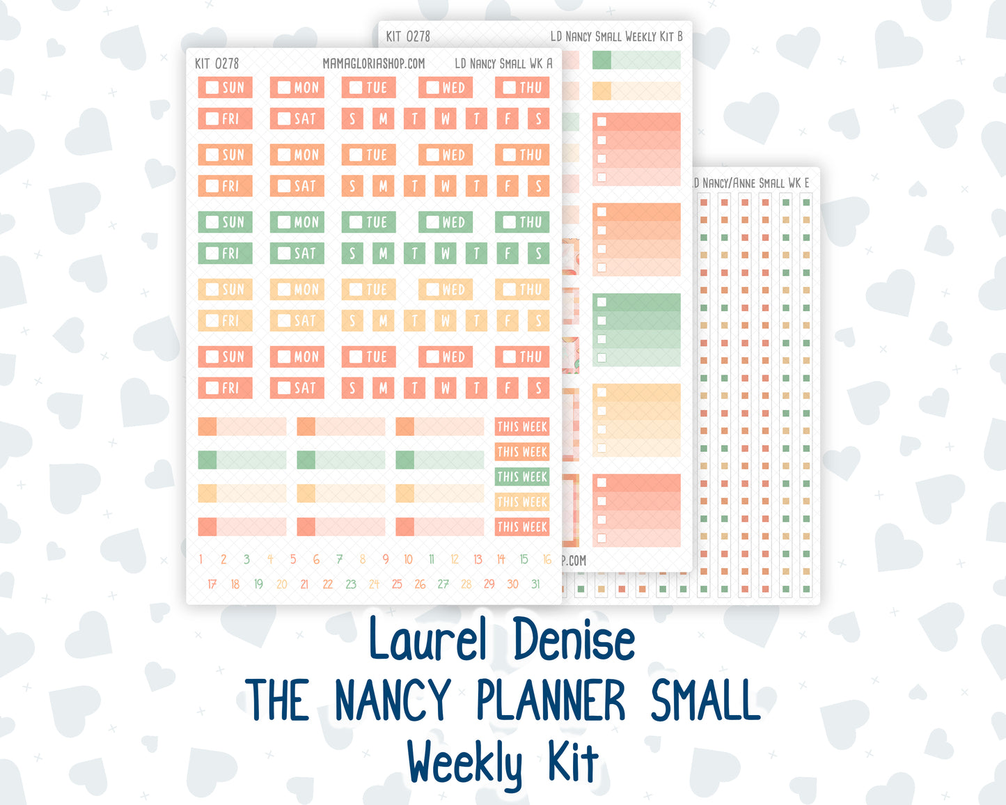 Kit 0278 - Laurel Denise The Nancy Planner Small - Weekly Kit - August - Oops, All Peaches