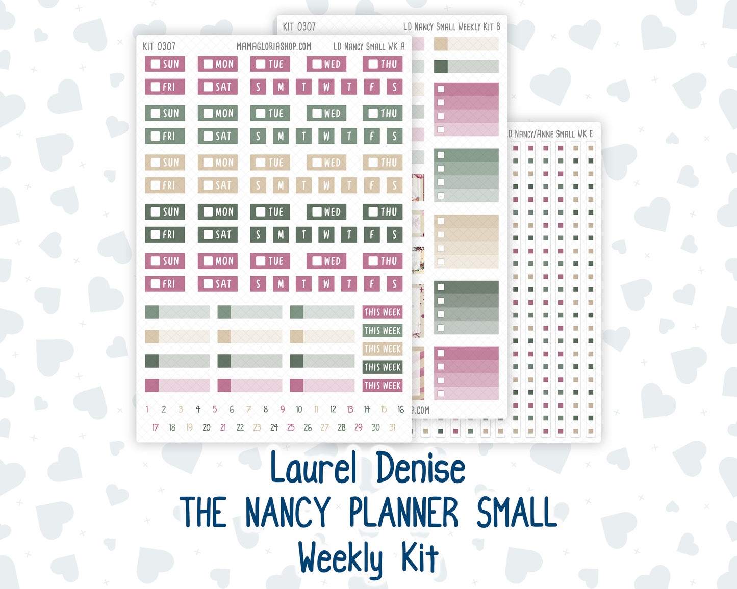 Kit 0307 - Laurel Denise The Nancy Planner Small - Weekly Kit - December - Velvet Hearth