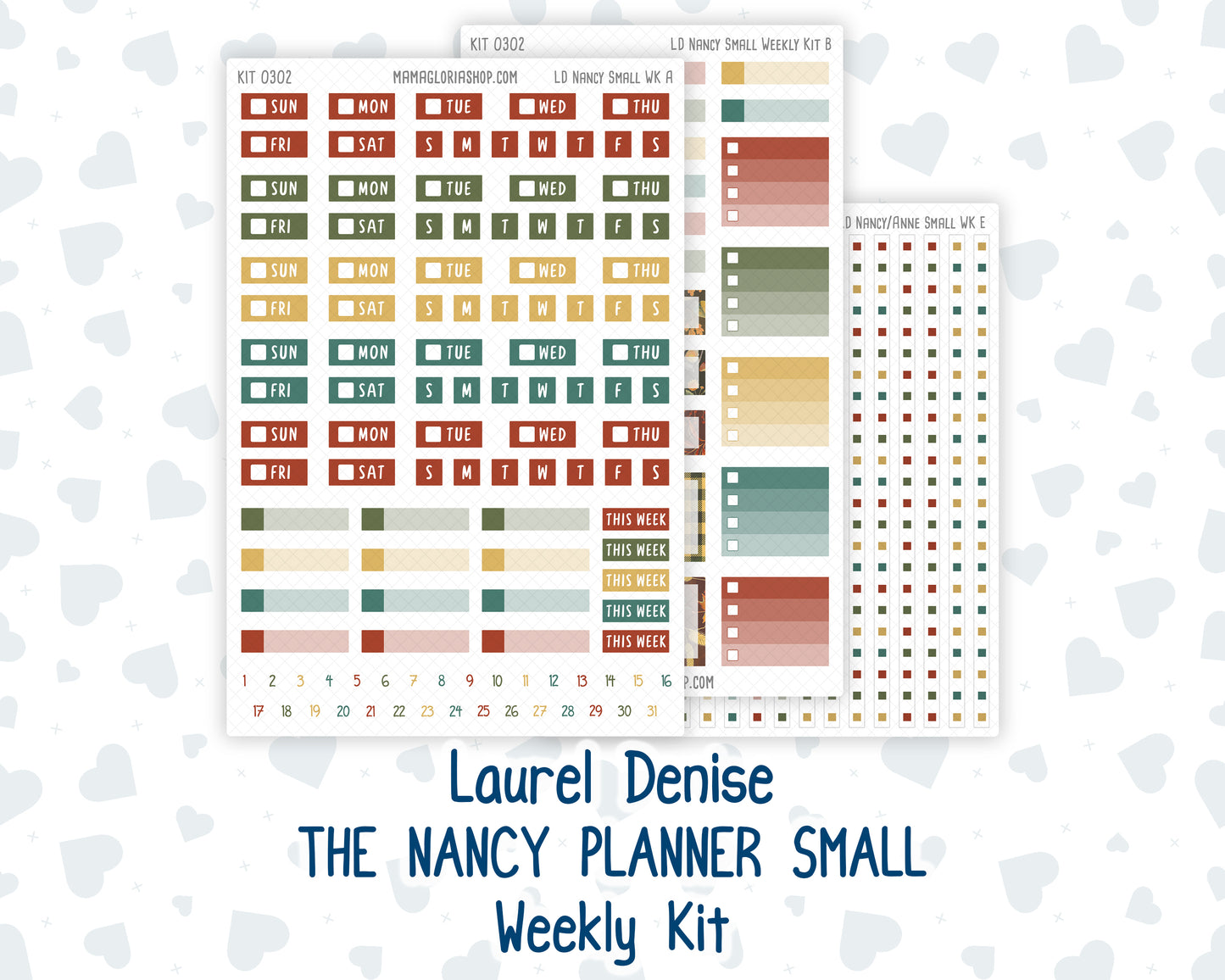 Kit 0302 - Laurel Denise The Nancy Planner Small - Weekly Kit - November - Thankful Season