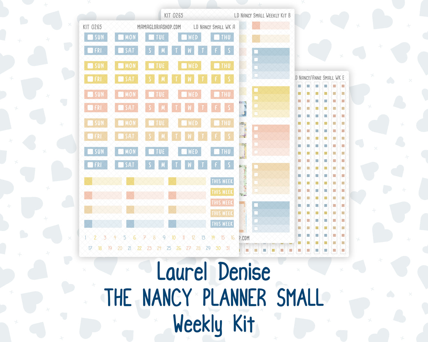Kit 0265 - Laurel Denise The Nancy Planner Small - Weekly Kit - May - Honeybee Sky