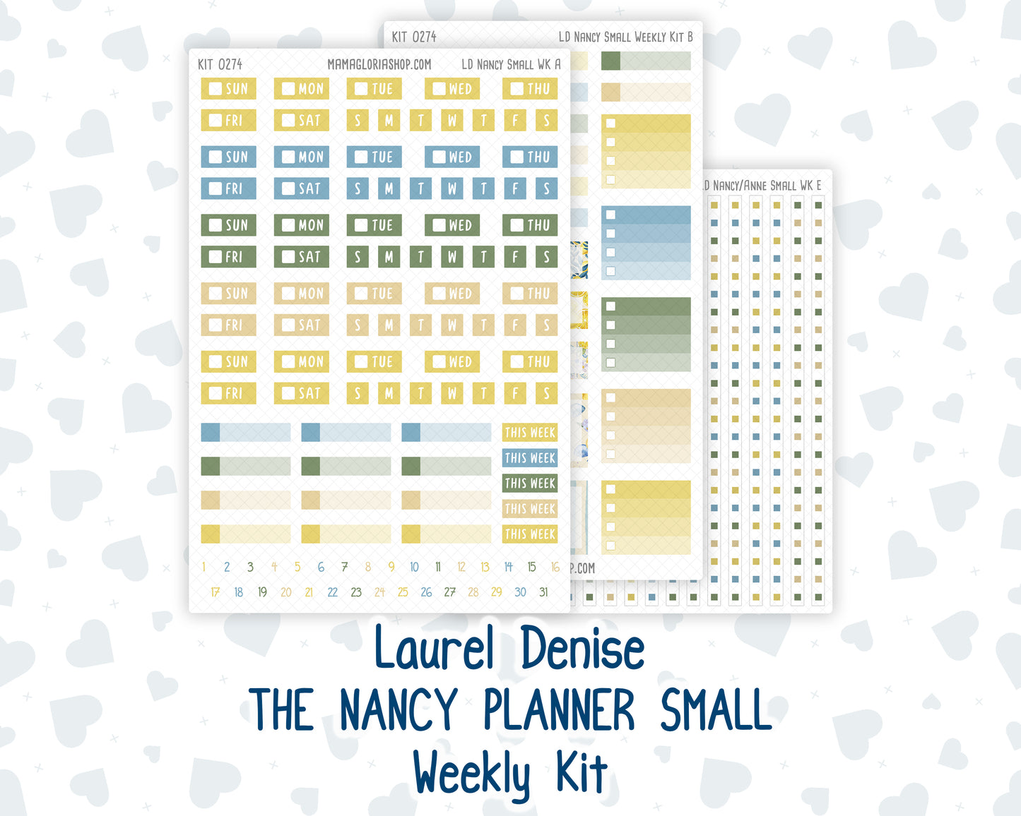 Kit 0274 - Laurel Denise The Nancy Planner Small - Weekly Kit - July - Sunny Lemon Shore