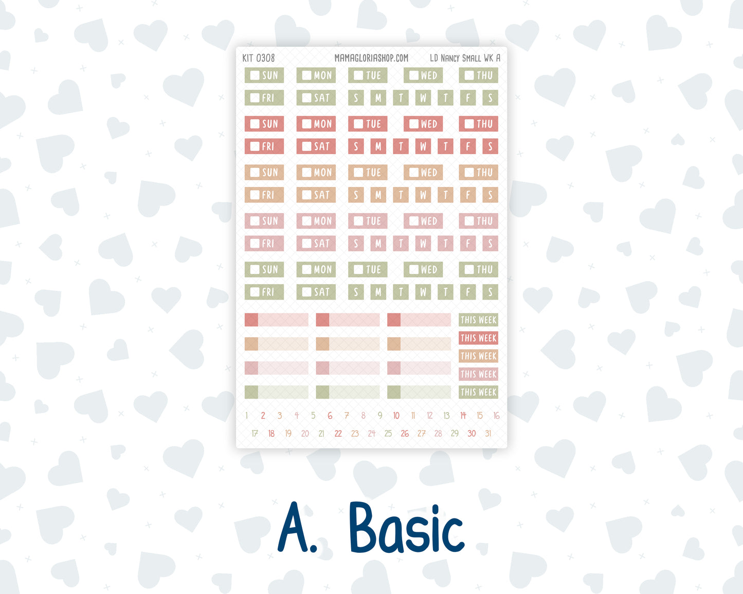 Kit 0308 - Laurel Denise The Nancy Planner Small - Weekly Kit - December - Knit & Holly