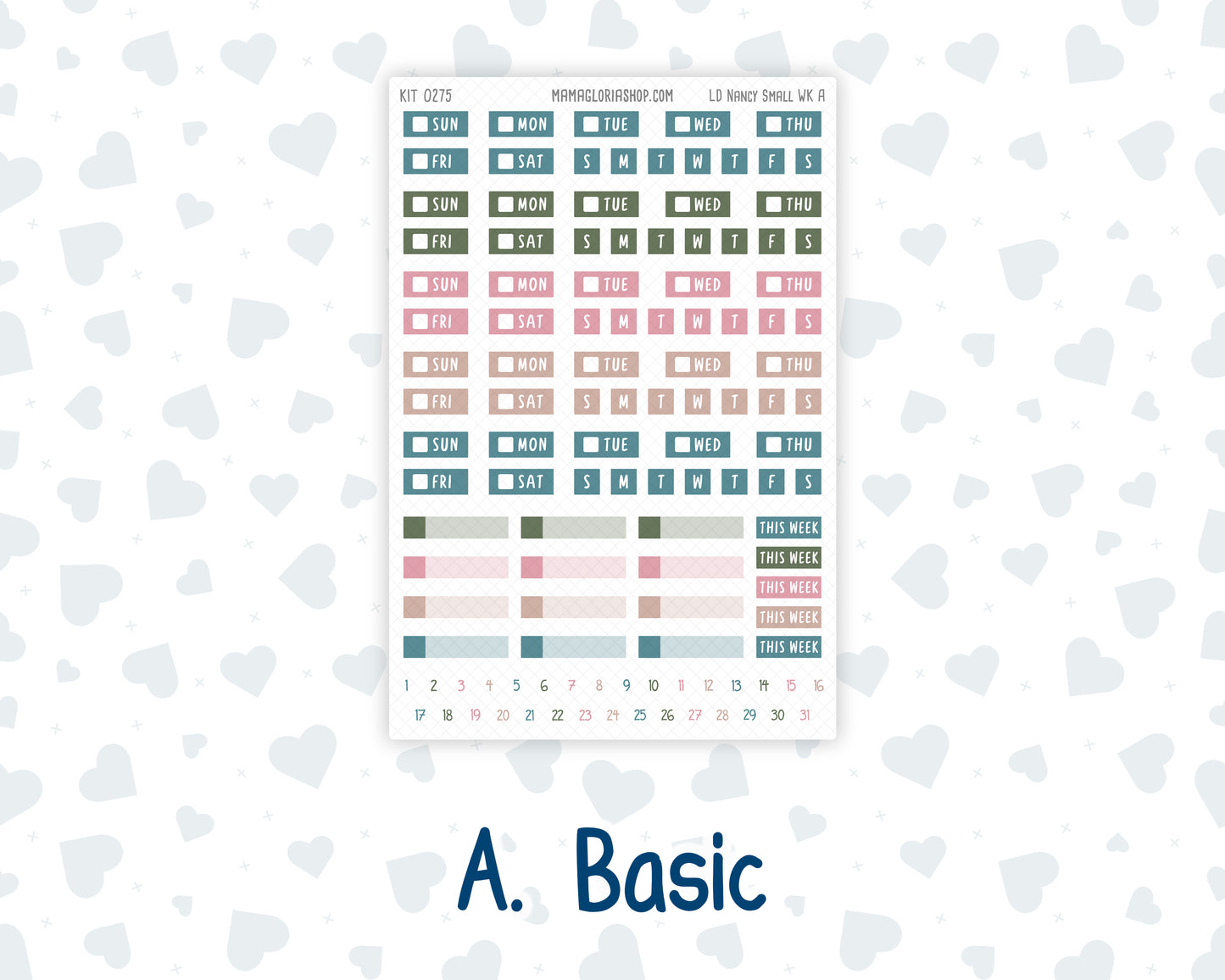 Kit 0275 - Laurel Denise The Nancy Planner Small - Weekly Kit - July - Tropical Safari Blush