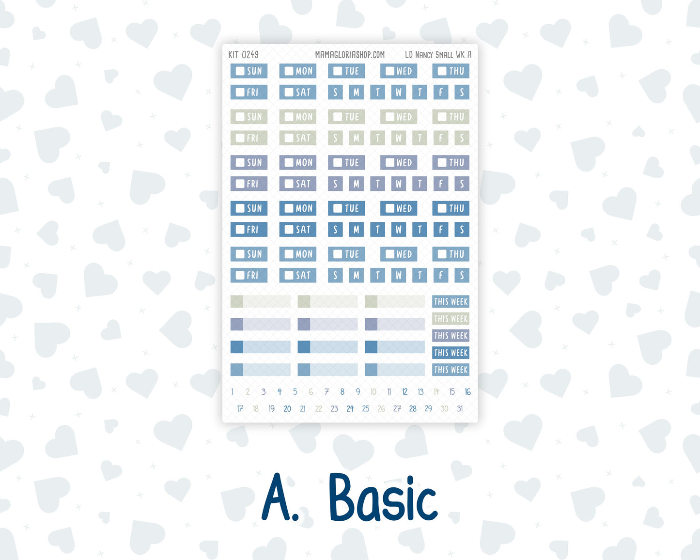 Kit 0249 - Laurel Denise The Nancy Planner Small - Weekly Kit - January - Icy Lace