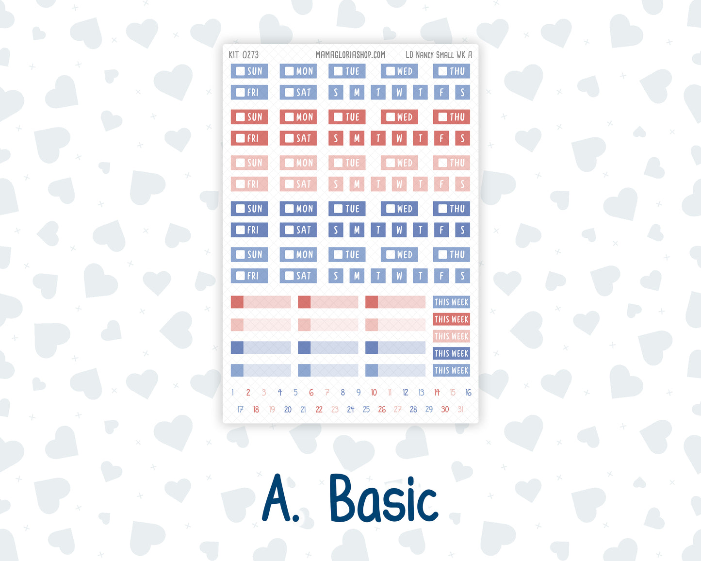 Kit 0273 - Laurel Denise The Nancy Planner Small - Weekly Kit - July - Americana In Bloom