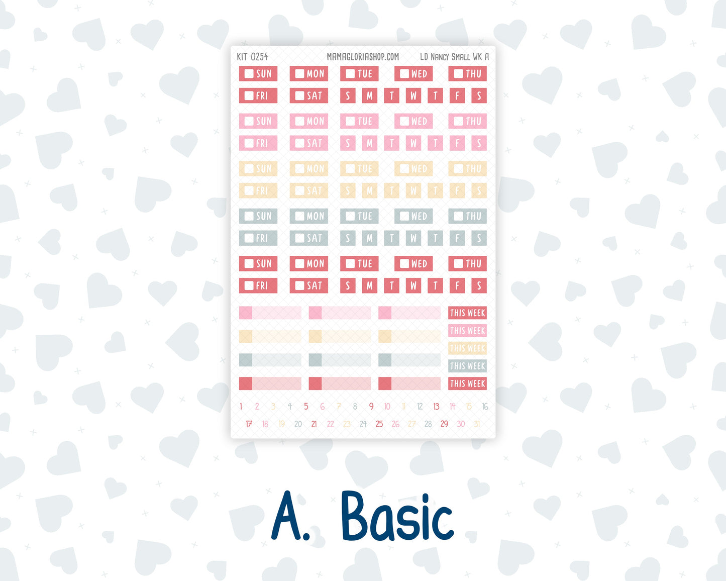 Kit 0254 - Laurel Denise The Nancy Planner Small - Weekly Kit - February - Valentine Village