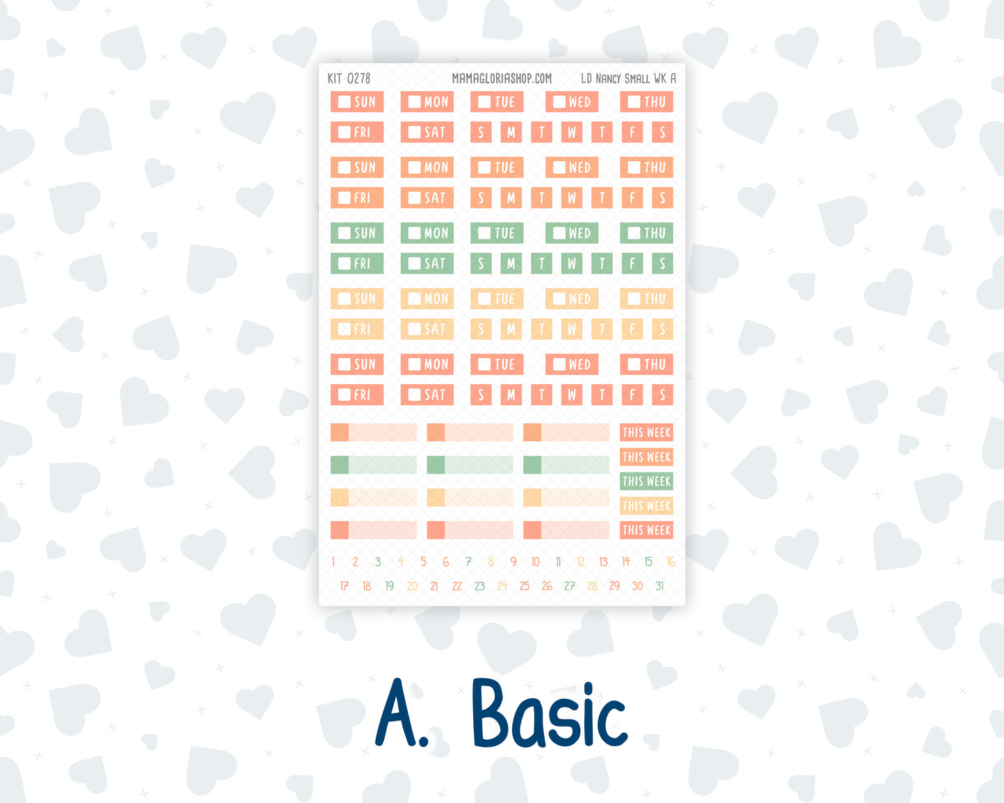 Kit 0278 - Laurel Denise The Nancy Planner Small - Weekly Kit - August - Oops, All Peaches
