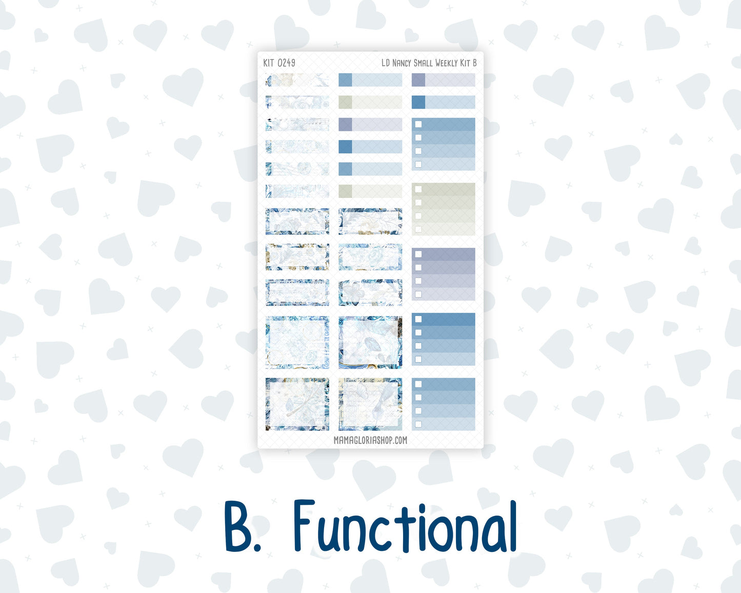 Kit 0249 - Laurel Denise The Nancy Planner Small - Weekly Kit - January - Icy Lace