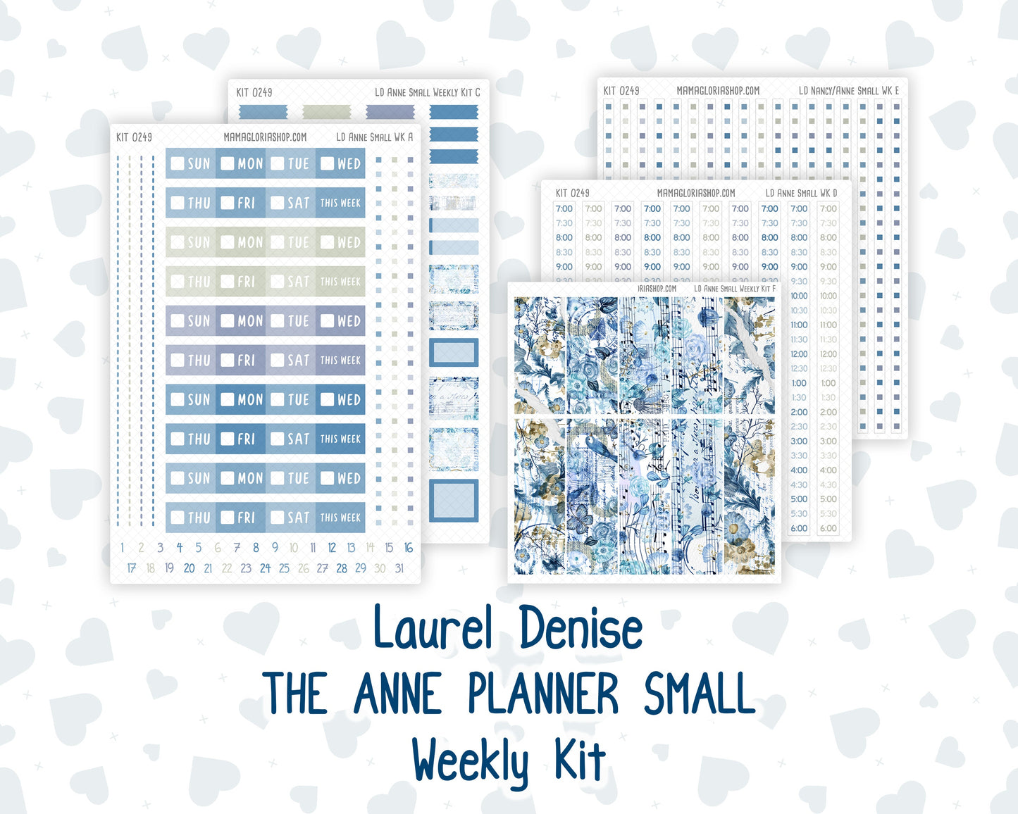 Kit 0249 - Laurel Denise The Anne Planner Small - Weekly Kit - January - Icy Lace