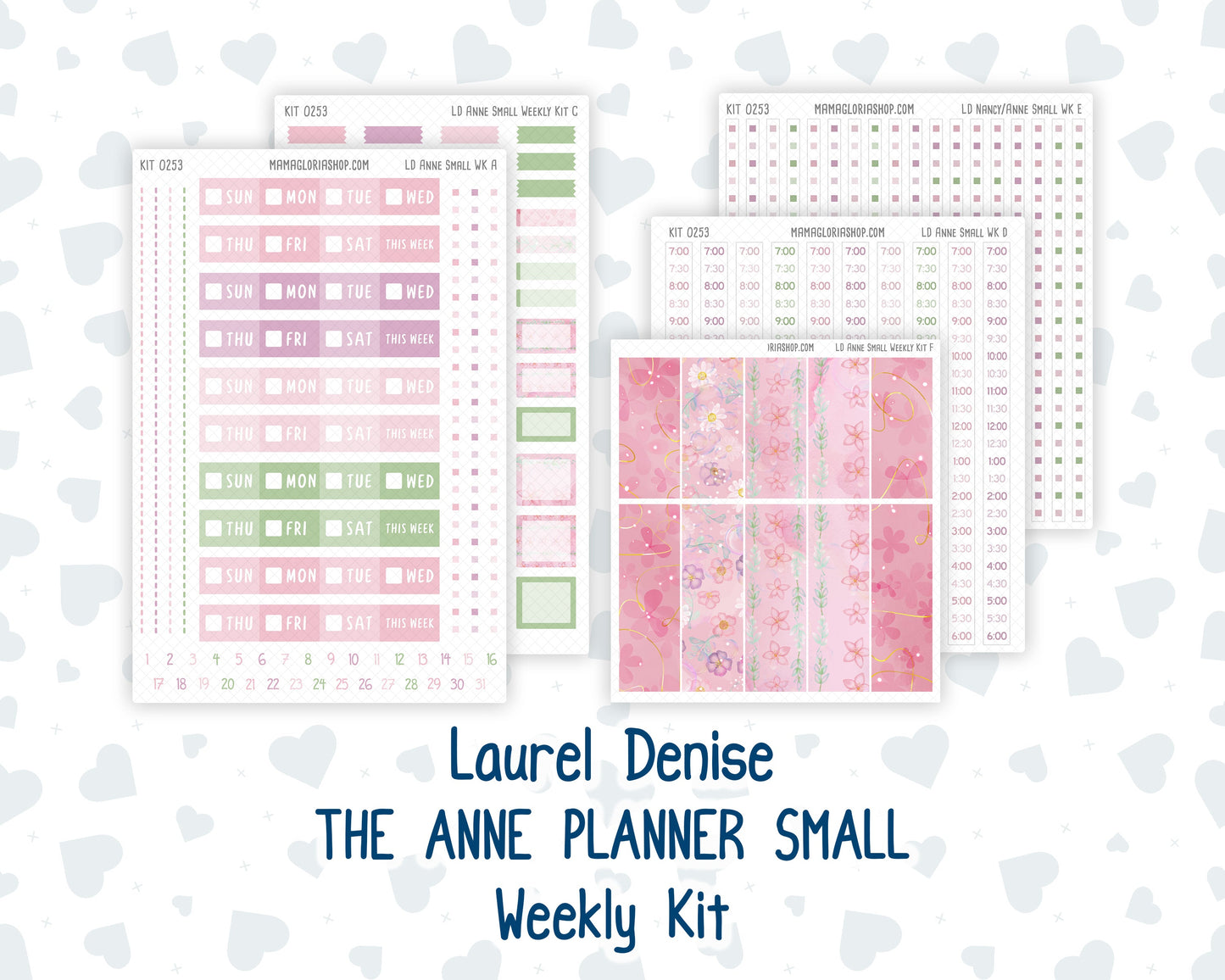 Kit 0253 - Laurel Denise The Anne Planner Small - Weekly Kit - February - Rosy Daydreams