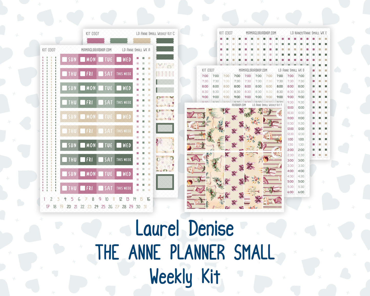 Kit 0307 - Laurel Denise The Anne Planner Small - Weekly Kit - December - Velvet Hearth