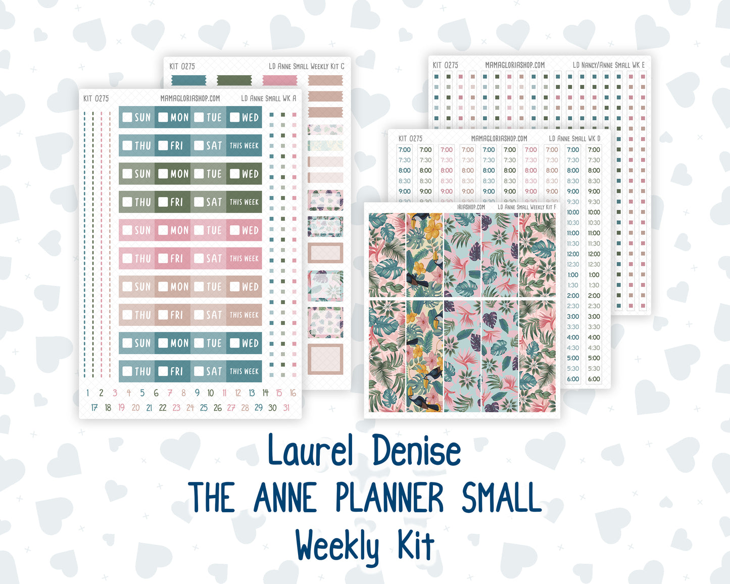 Kit 0275 - Laurel Denise The Anne Planner Small - Weekly Kit - July - Tropical Safari Blush