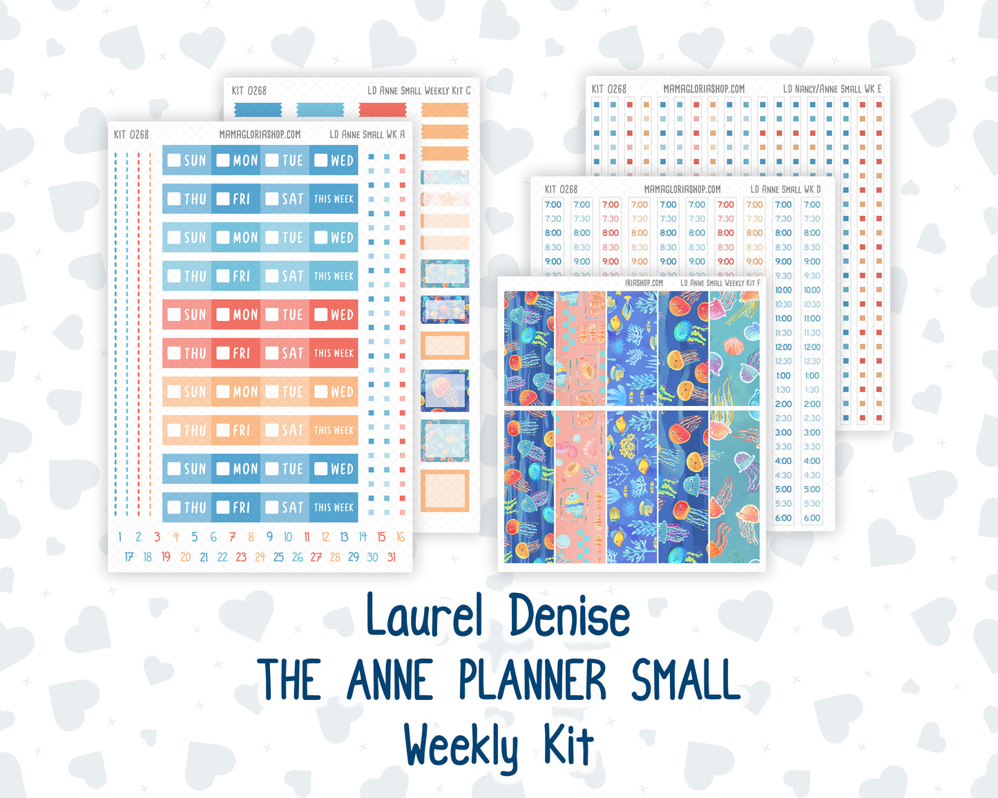 Kit 0268 - Laurel Denise The Anne Planner Small - Weekly Kit - June - Sea Sweeties