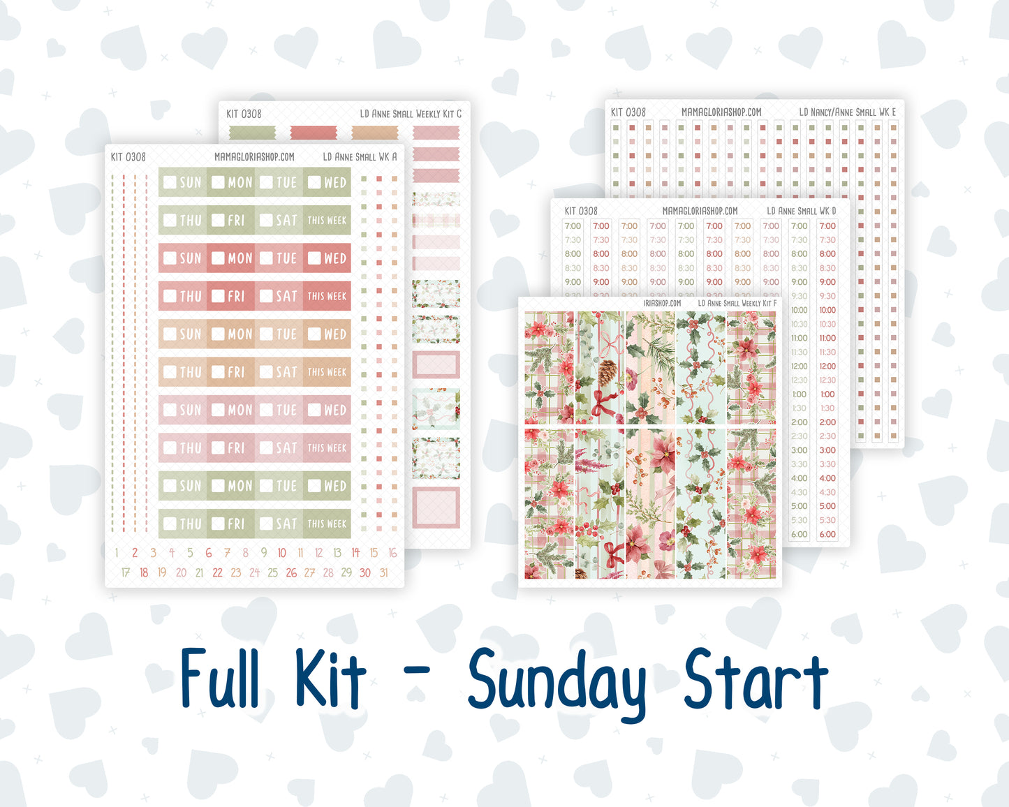 Kit 0308 - Laurel Denise The Anne Planner Small - Weekly Kit - December - Knit & Holly