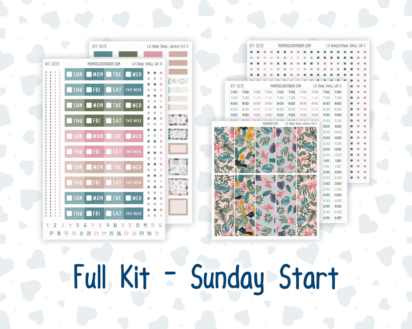 Kit 0275 - Laurel Denise The Anne Planner Small - Weekly Kit - July - Tropical Safari Blush