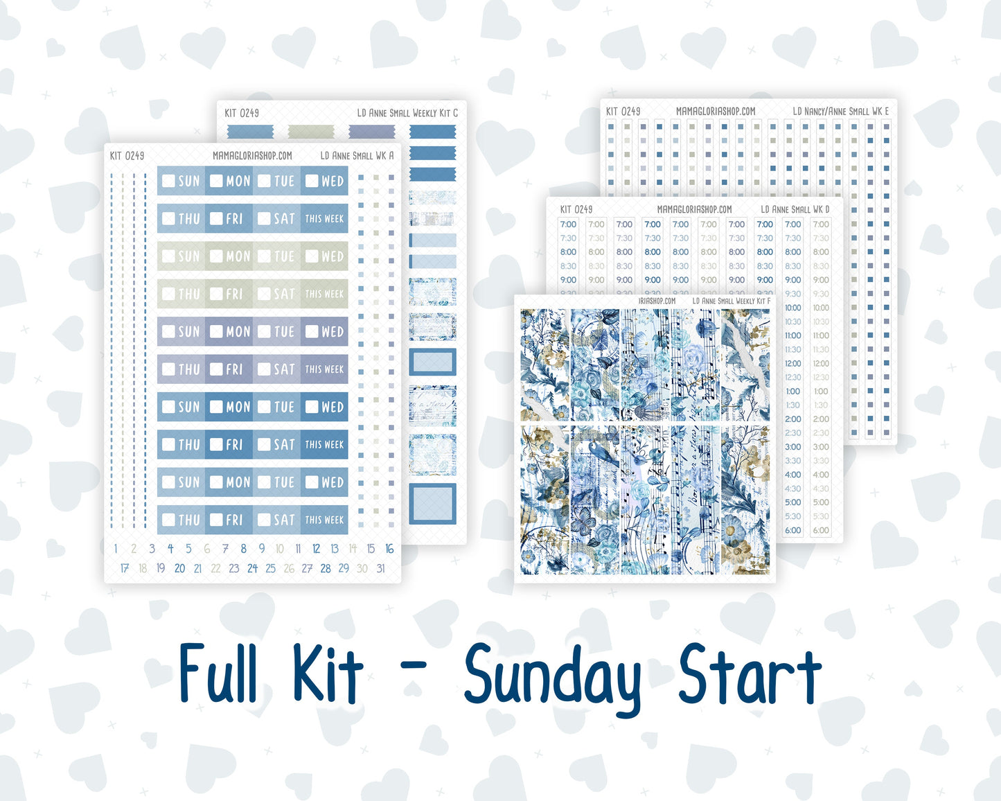 Kit 0249 - Laurel Denise The Anne Planner Small - Weekly Kit - January - Icy Lace