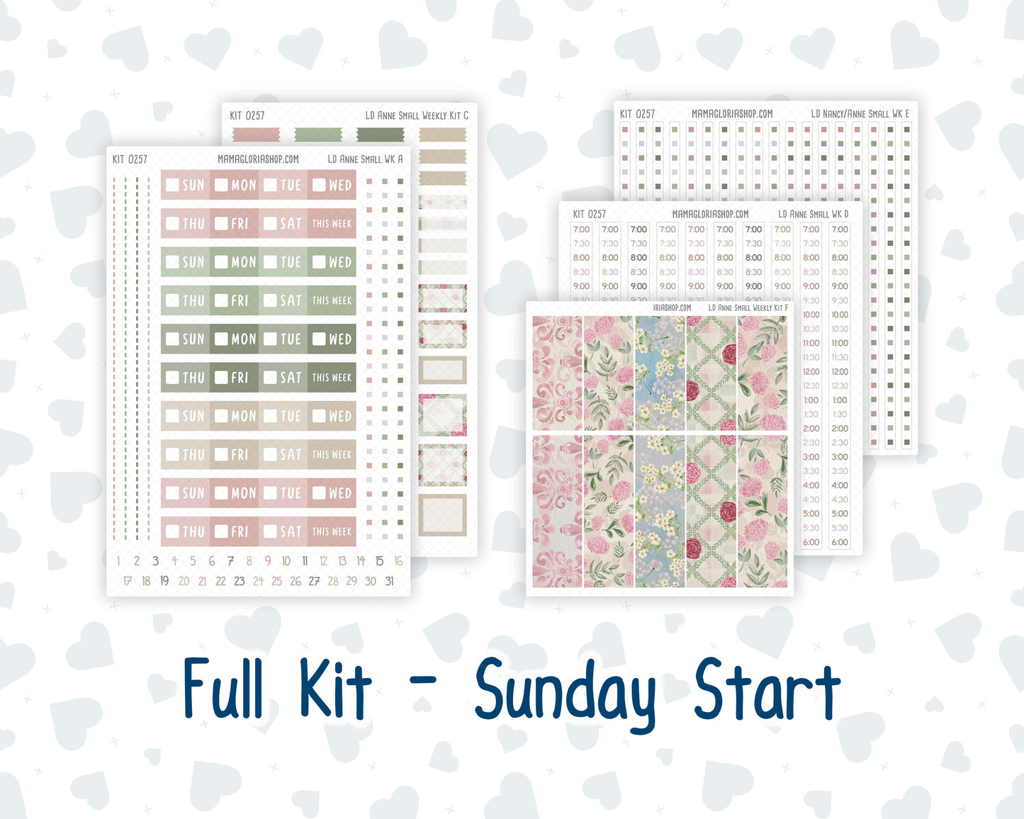 Kit 0257 - Laurel Denise The Anne Planner Small - Weekly Kit - March - Blush Garden