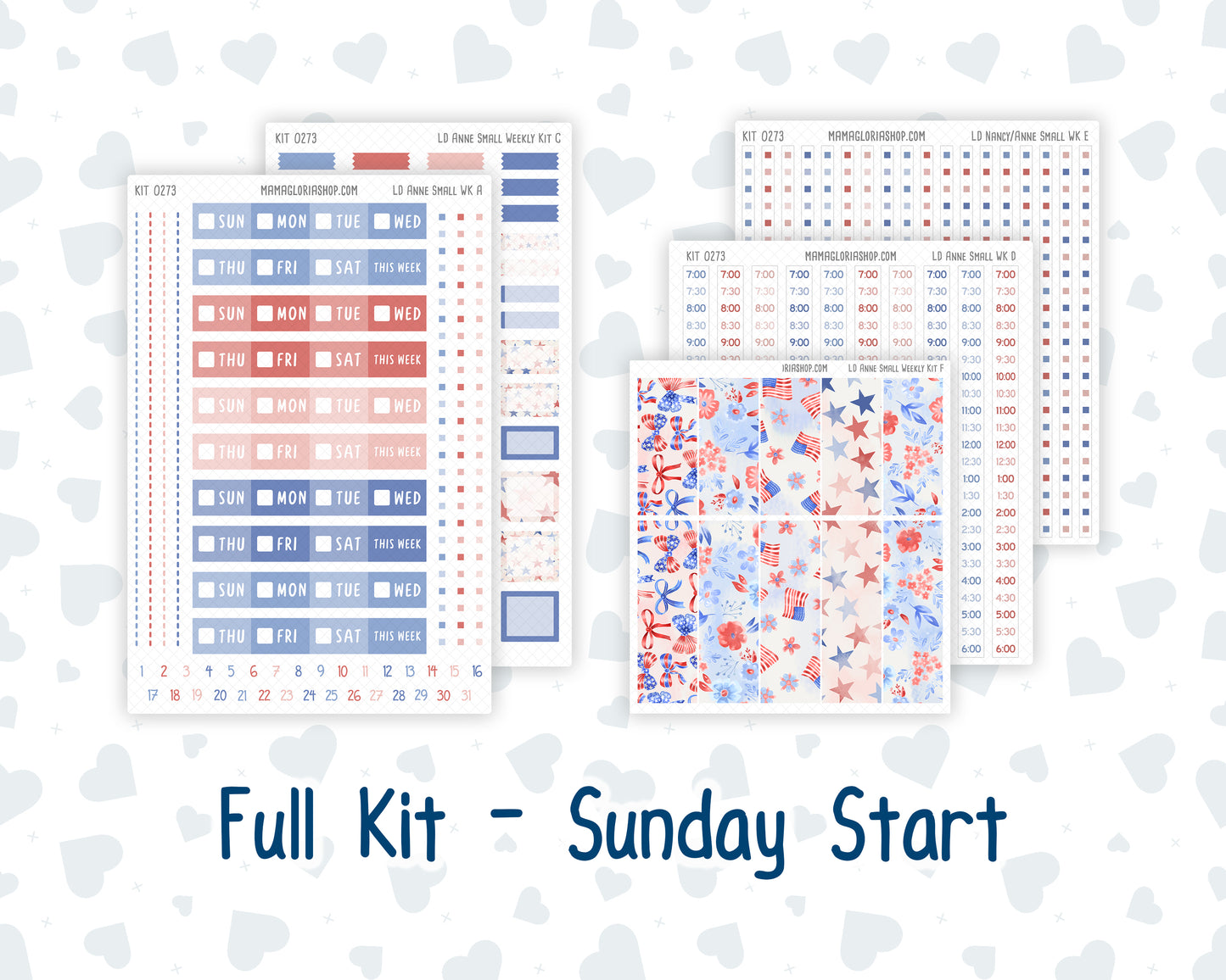 Kit 0273 - Laurel Denise The Anne Planner Small - Weekly Kit - July - Americana In Bloom