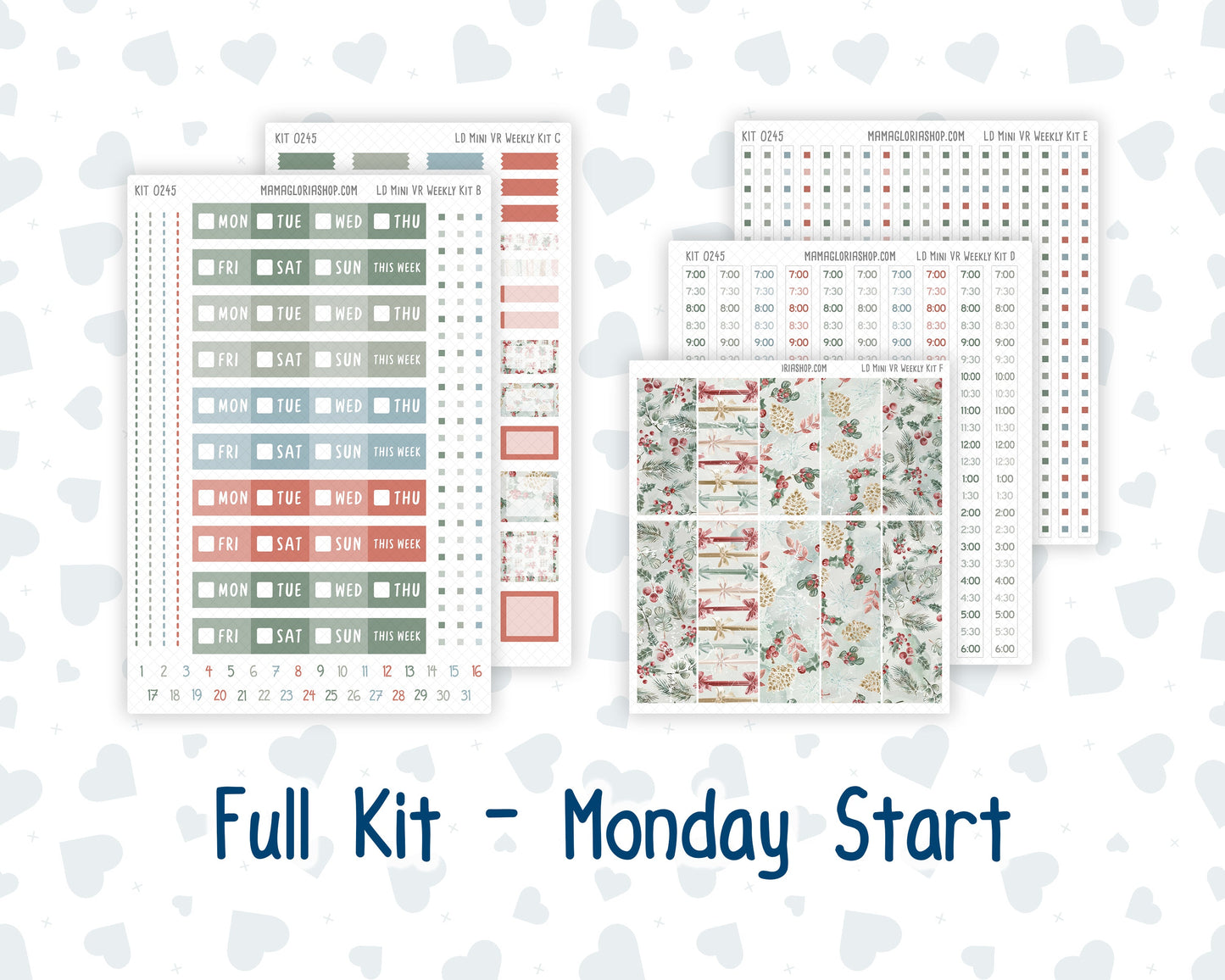 Kit 0245 - Laurel Denise Mini - Vertical - Weekly Kit - December - Vintage Christmas