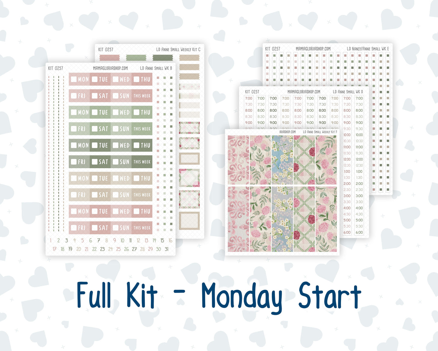 Kit 0257 - Laurel Denise The Anne Planner Small - Weekly Kit - March - Blush Garden