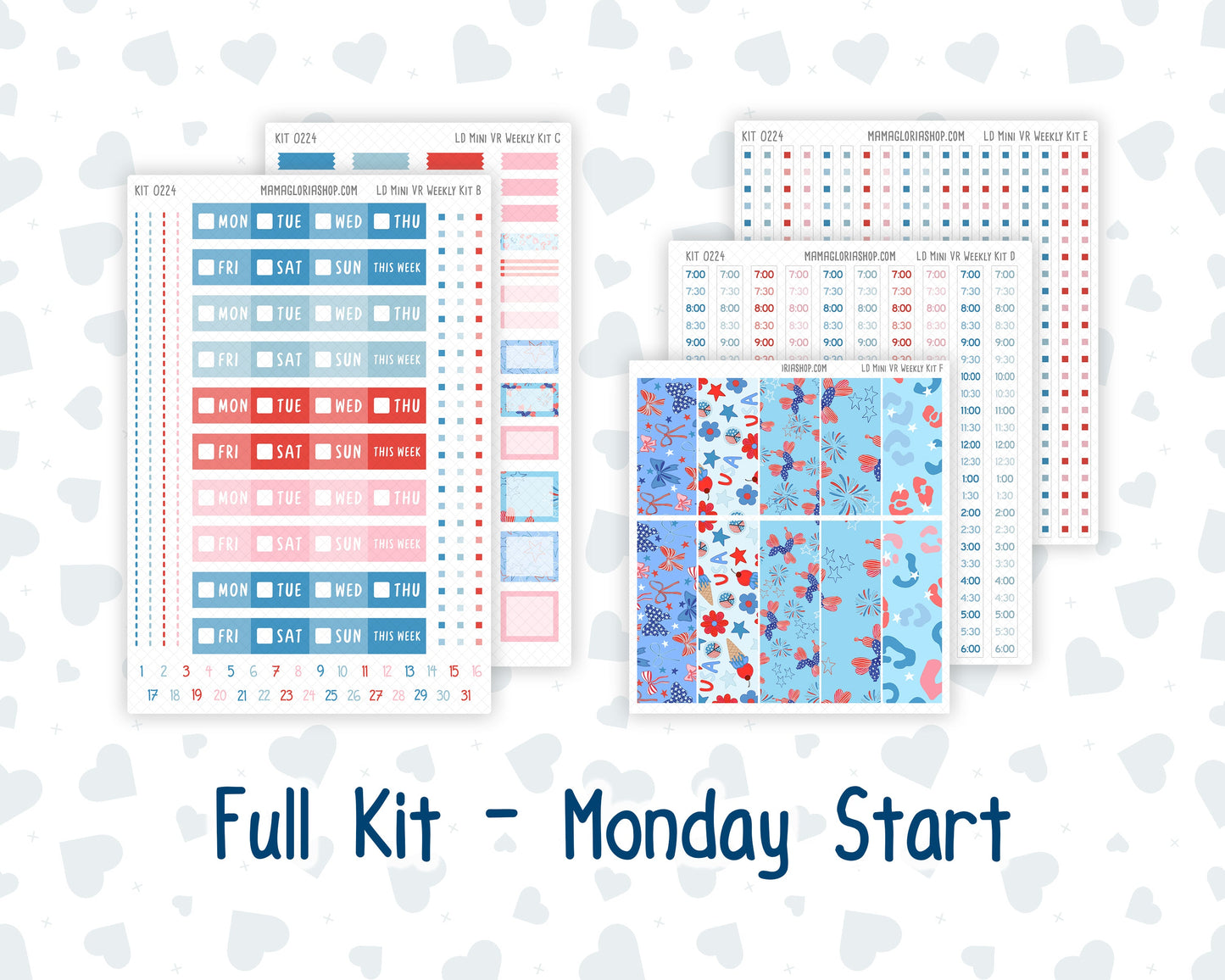 Kit 0224 - Laurel Denise Mini - Vertical - Weekly Kit - July - Patriotic Parade