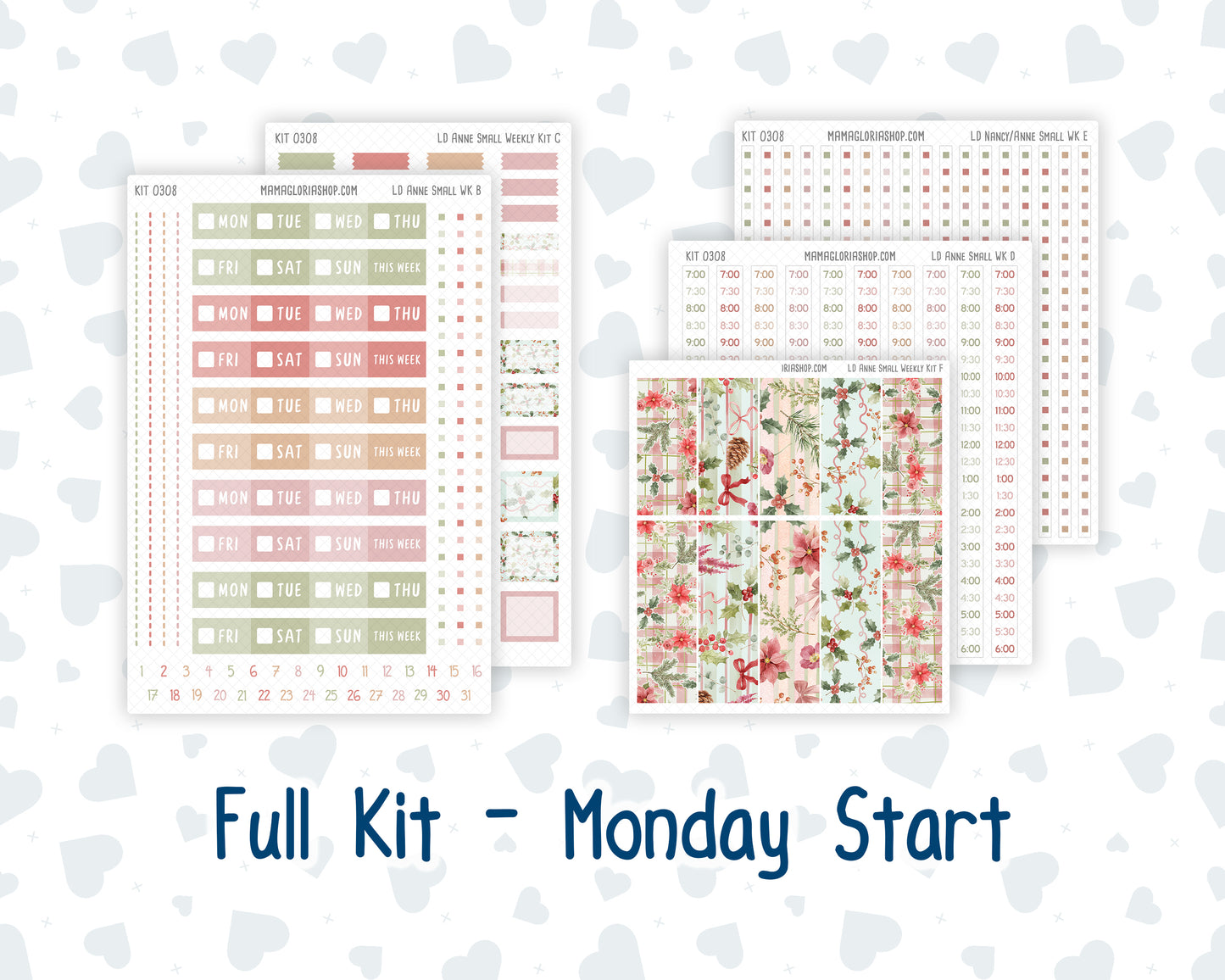 Kit 0308 - Laurel Denise The Anne Planner Small - Weekly Kit - December - Knit & Holly