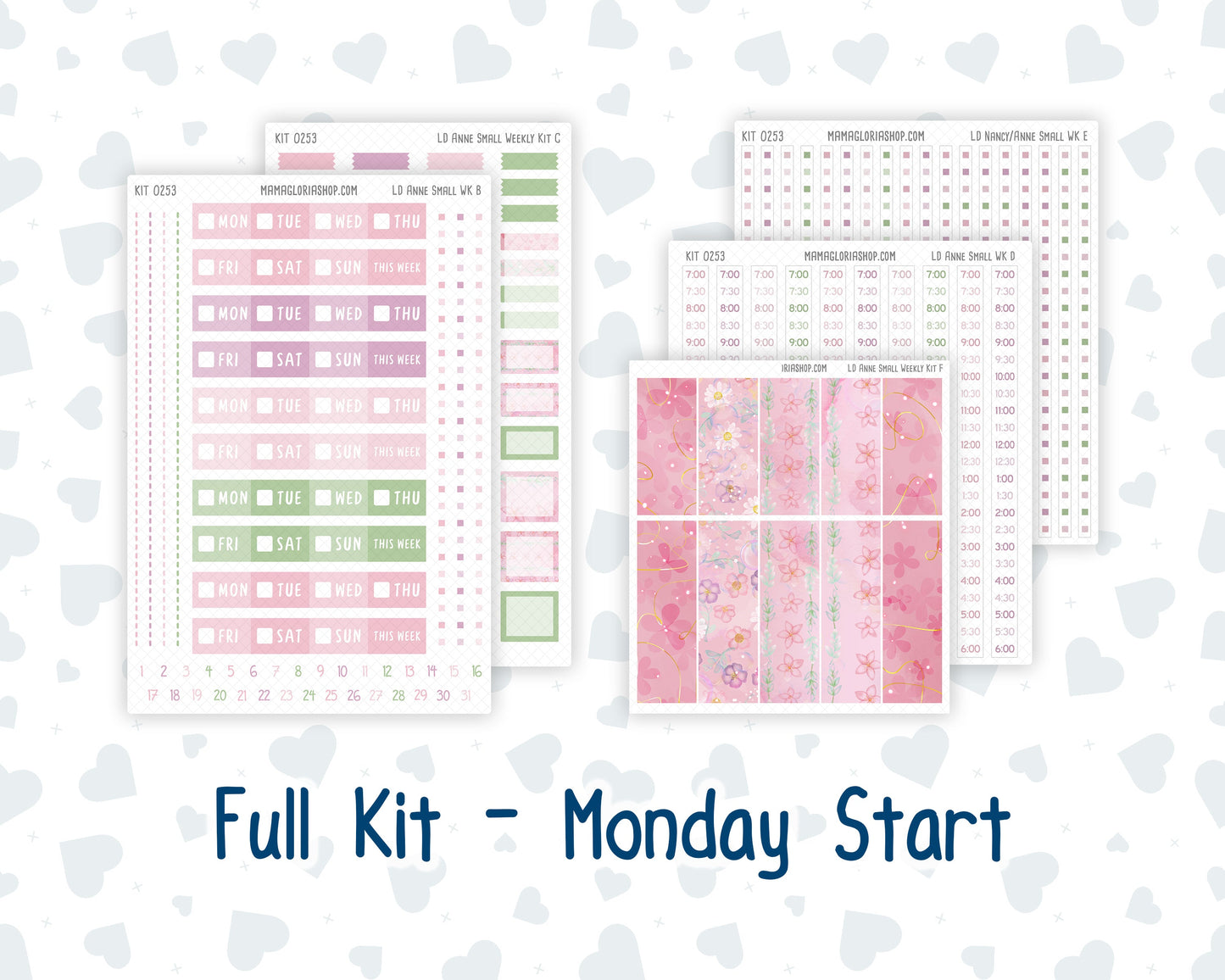 Kit 0253 - Laurel Denise The Anne Planner Small - Weekly Kit - February - Rosy Daydreams