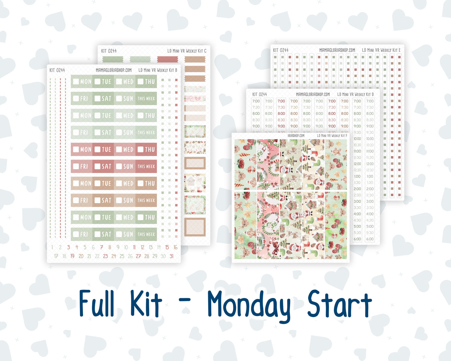 Kit 0244 - Laurel Denise Mini - Vertical - Weekly Kit - December - Santas Village