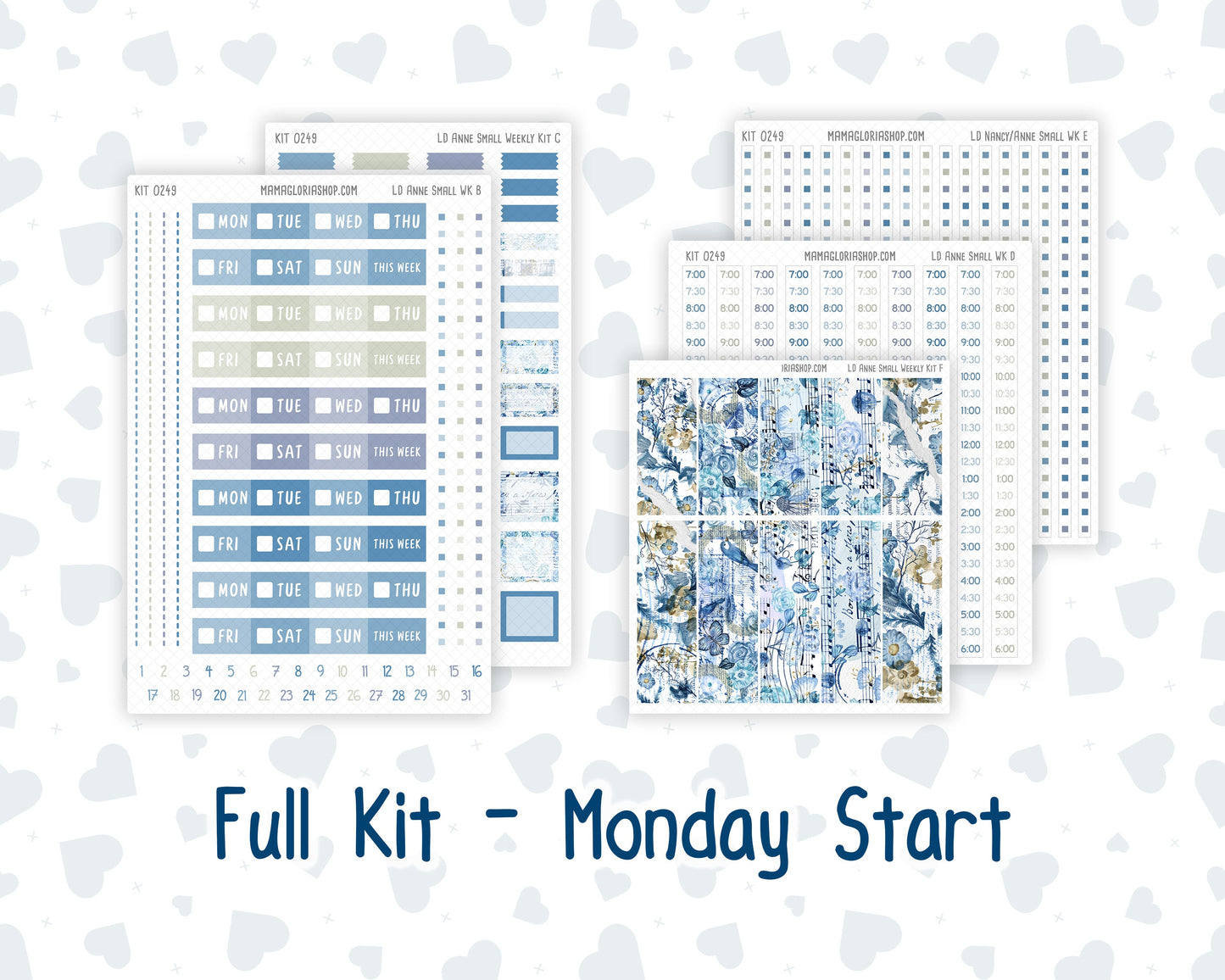 Kit 0249 - Laurel Denise The Anne Planner Small - Weekly Kit - January - Icy Lace