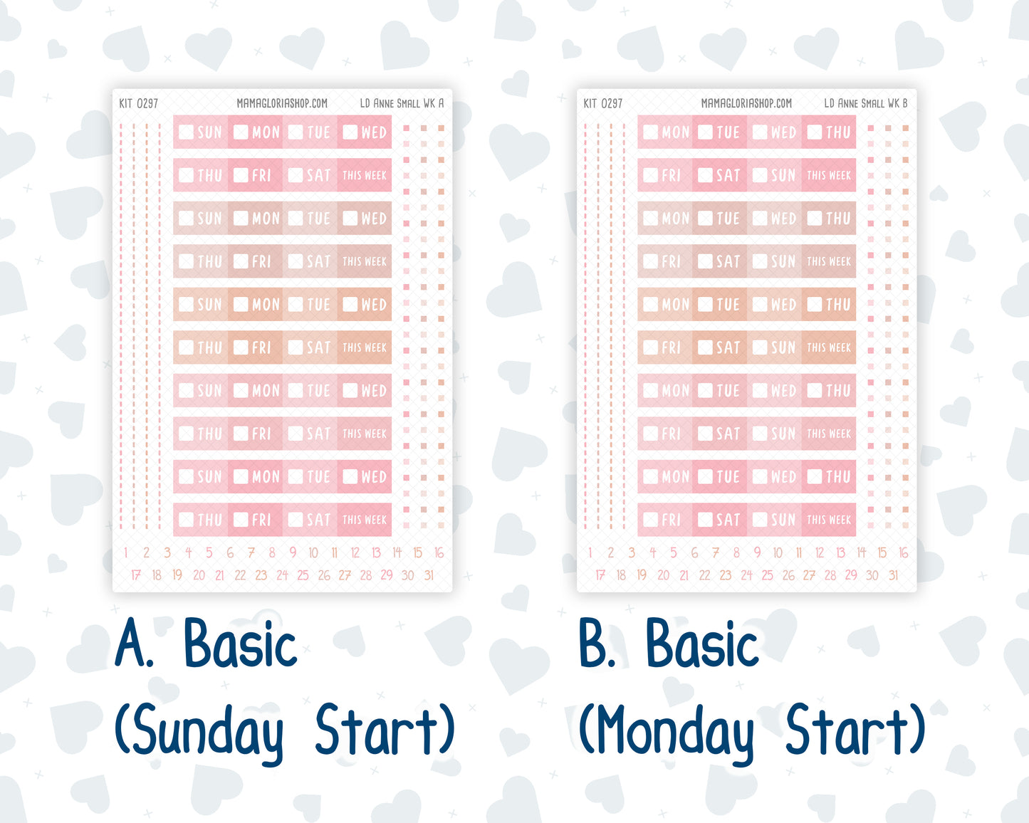 Kit 0297 - Laurel Denise The Anne Planner Small - Weekly Kit - October - Pink Spell