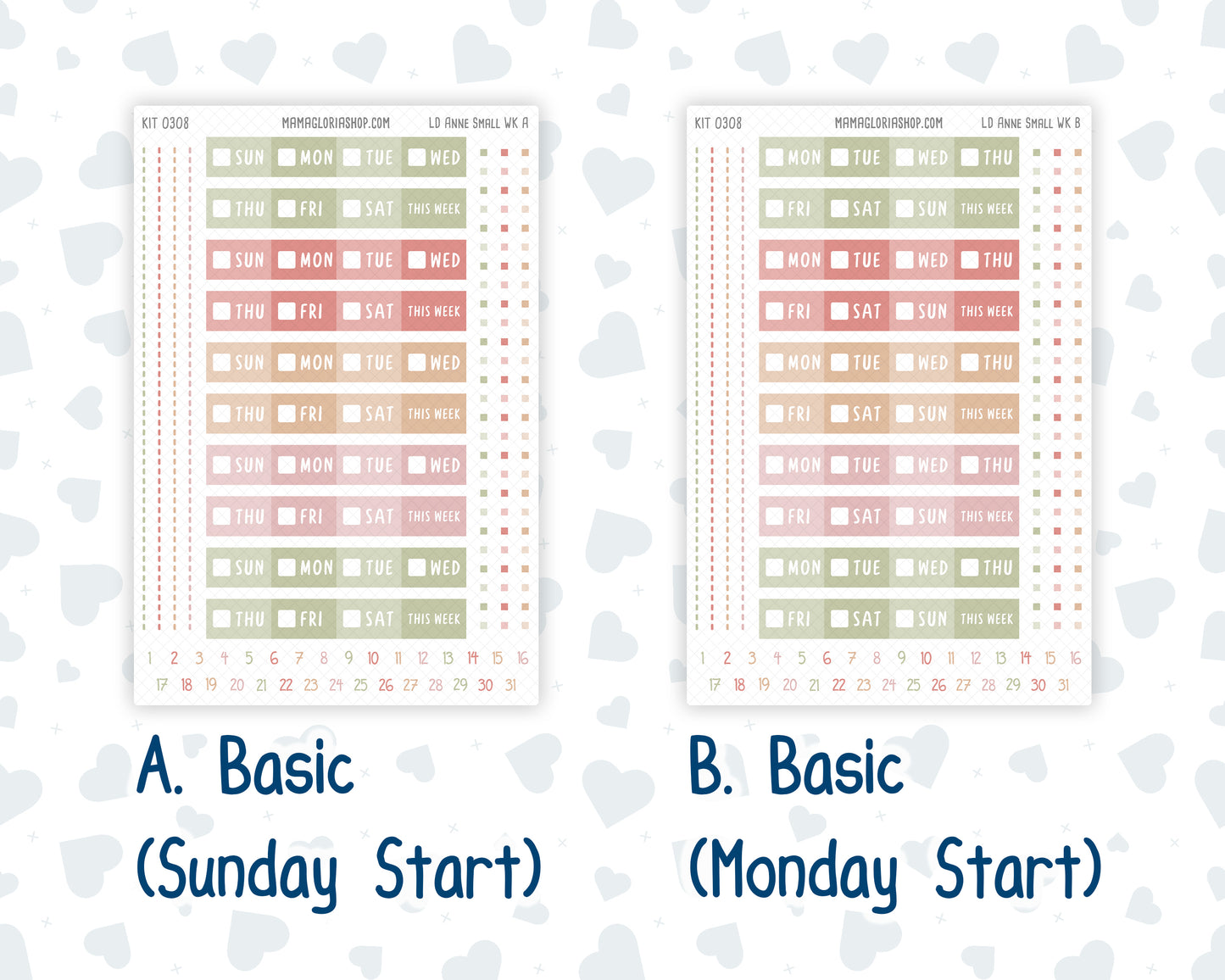Kit 0308 - Laurel Denise The Anne Planner Small - Weekly Kit - December - Knit & Holly