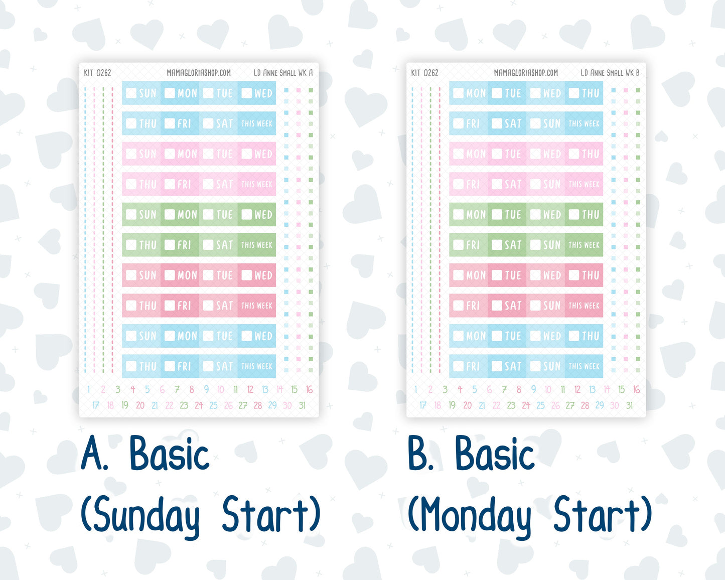 Kit 0262 - Laurel Denise The Anne Planner Small - Weekly Kit - April - Spring Puffs