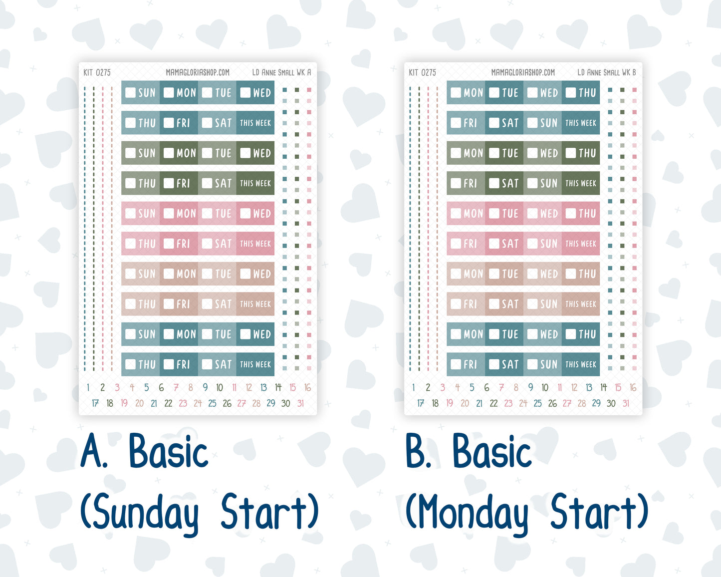 Kit 0275 - Laurel Denise The Anne Planner Small - Weekly Kit - July - Tropical Safari Blush