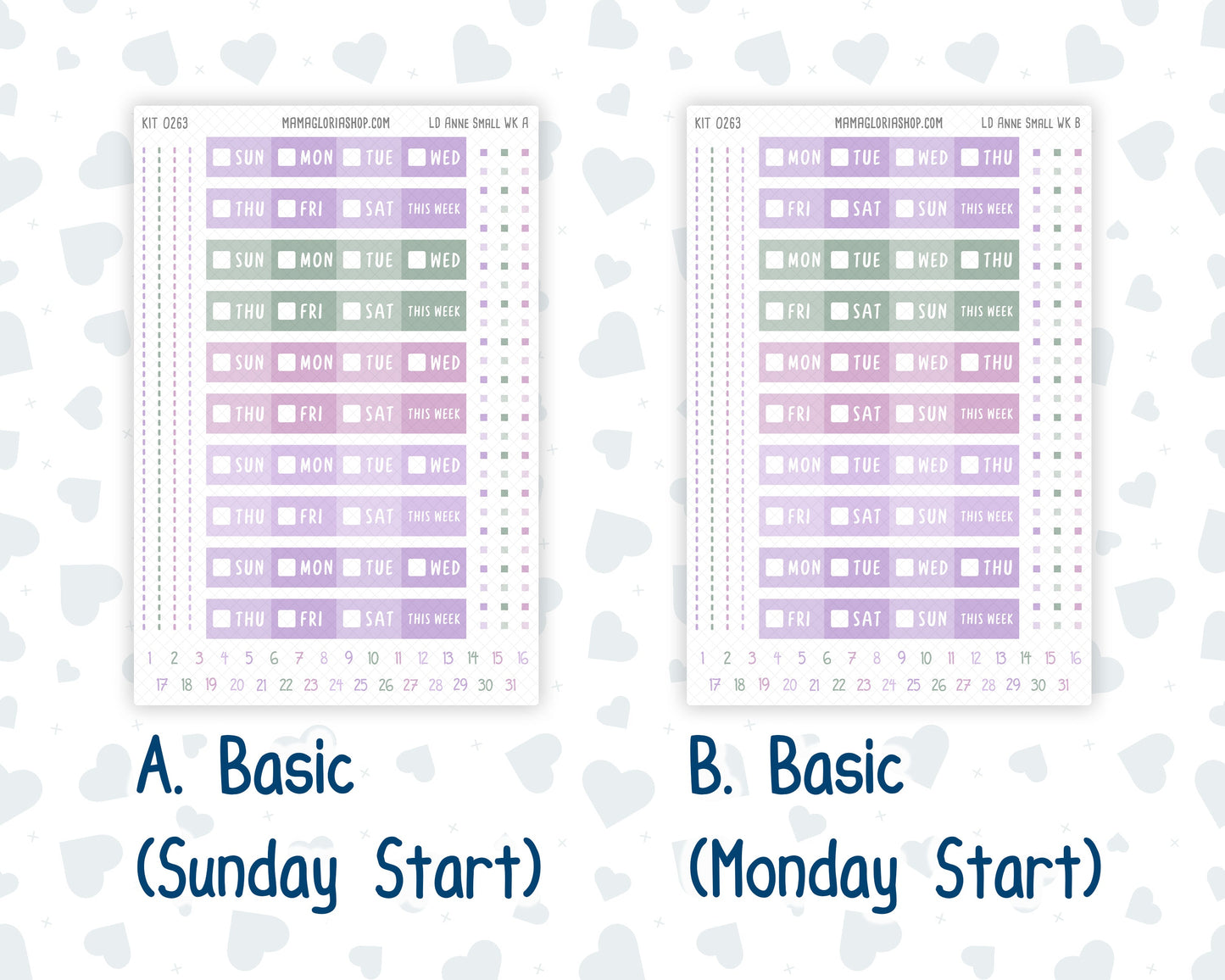 Kit 0263 - Laurel Denise The Anne Planner Small - Weekly Kit - April - Lavender Drift