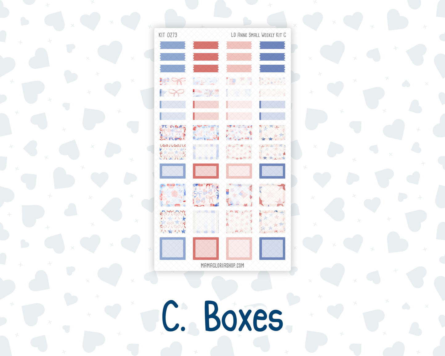 Kit 0273 - Laurel Denise The Anne Planner Small - Weekly Kit - July - Americana In Bloom