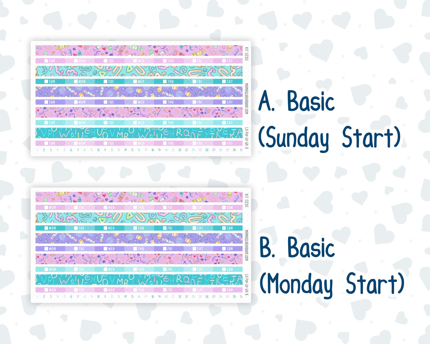 Kit 0230 - Laurel Denise Pop-Up - Weekly Kit - August - School Daze