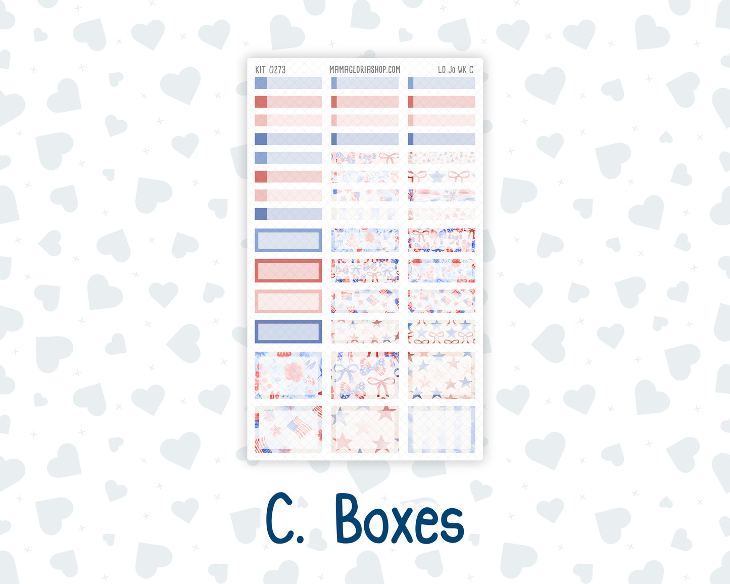 Kit 0273 - Laurel Denise The Jo Planner - Weekly Kit - July - Americana In Bloom