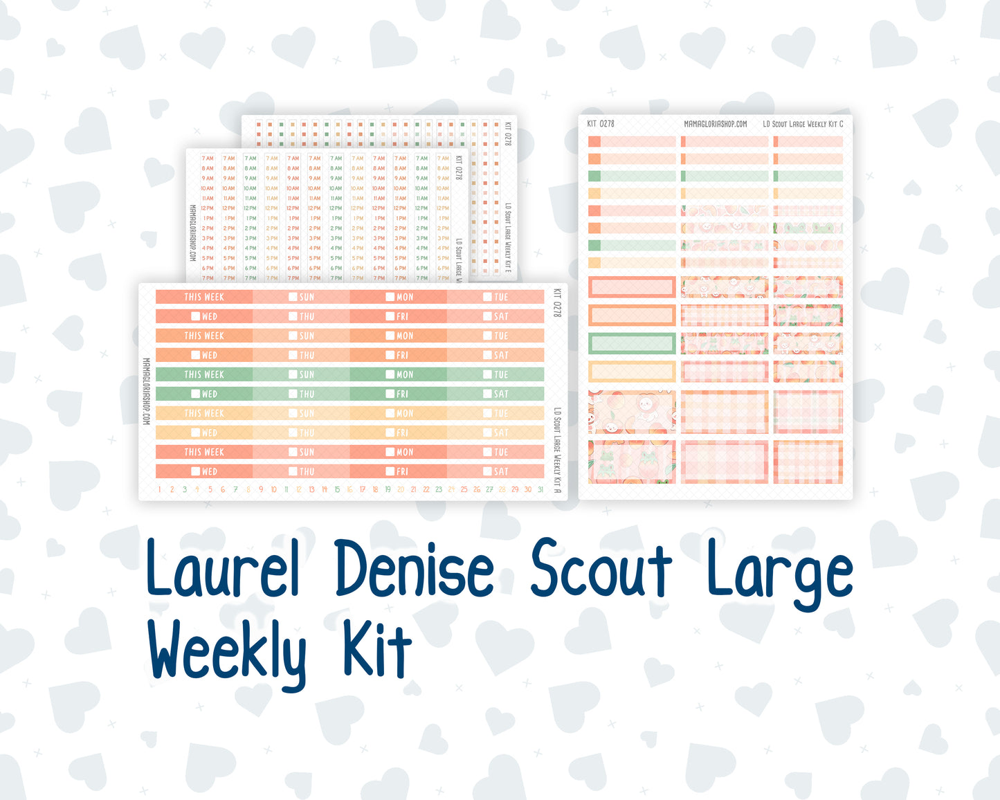 Kit 0278 - Laurel Denise The Scout Planner Large - Weekly Kit - August - Oops, All Peaches