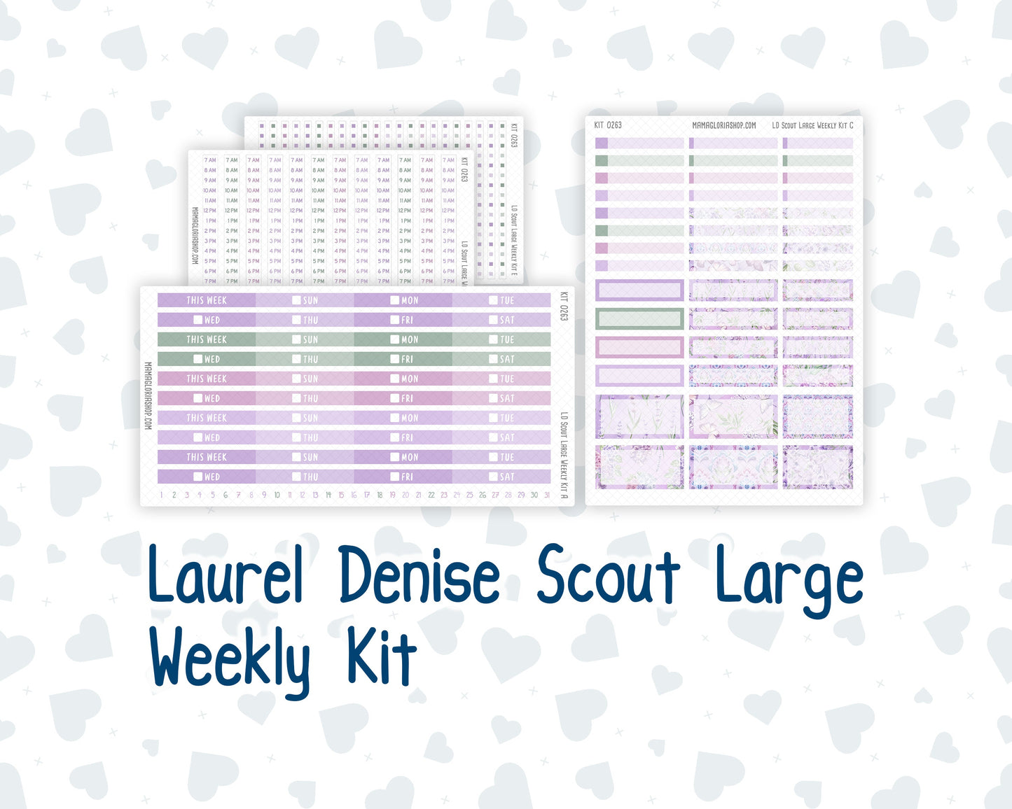 Kit 0263 - Laurel Denise The Scout Planner Large - Weekly Kit - April - Lavender Drift