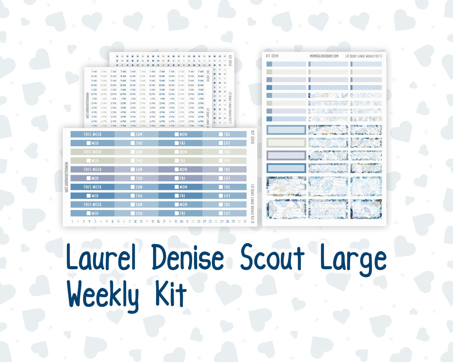 Kit 0249 - Laurel Denise The Scout Planner Large - Weekly Kit - January - Icy Lace
