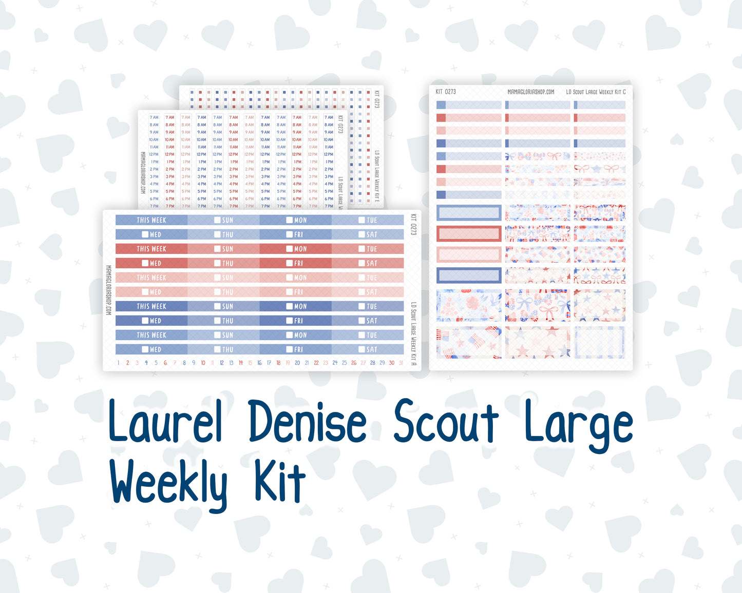 Kit 0273 - Laurel Denise The Scout Planner Large - Weekly Kit - July - Americana In Bloom