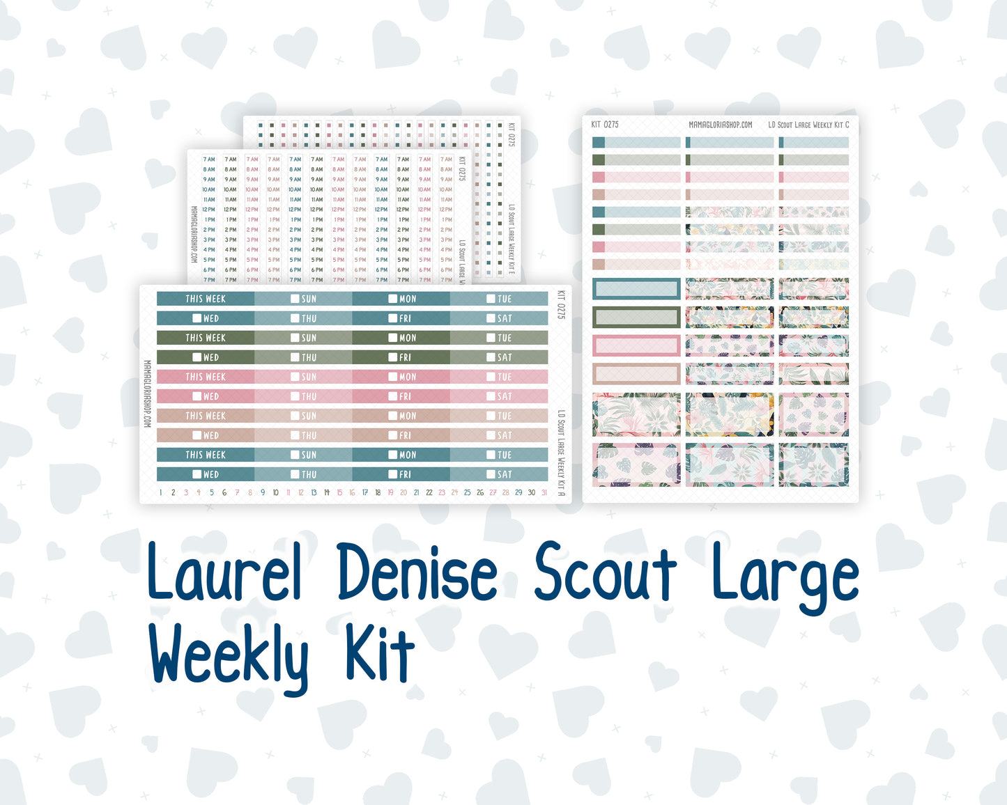 Kit 0275 - Laurel Denise The Scout Planner Large - Weekly Kit - July - Tropical Safari Blush