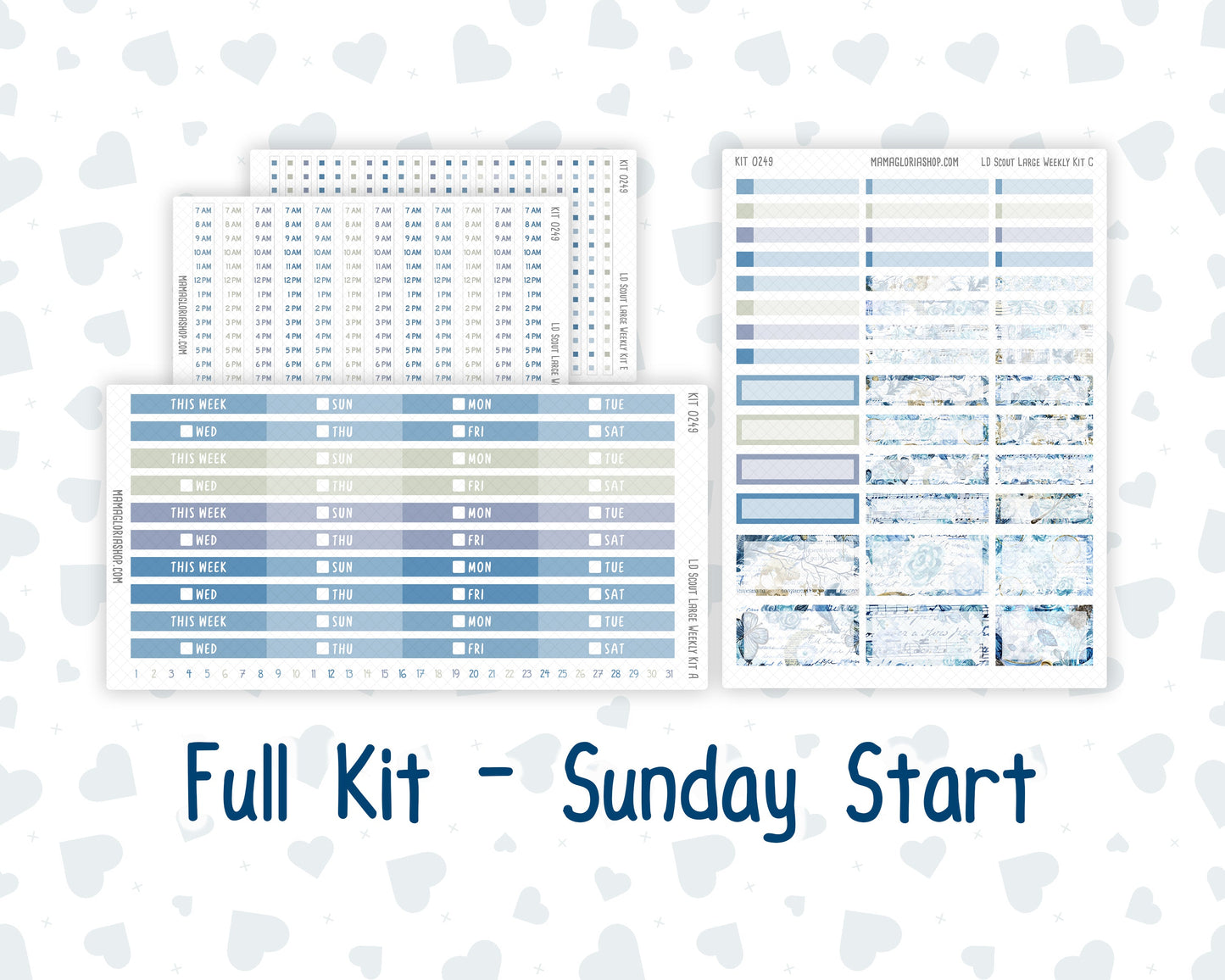 Kit 0249 - Laurel Denise The Scout Planner Large - Weekly Kit - January - Icy Lace
