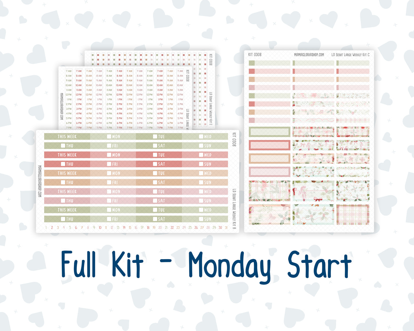 Kit 0308 - Laurel Denise The Scout Planner Large - Weekly Kit - December - Knit & Holly