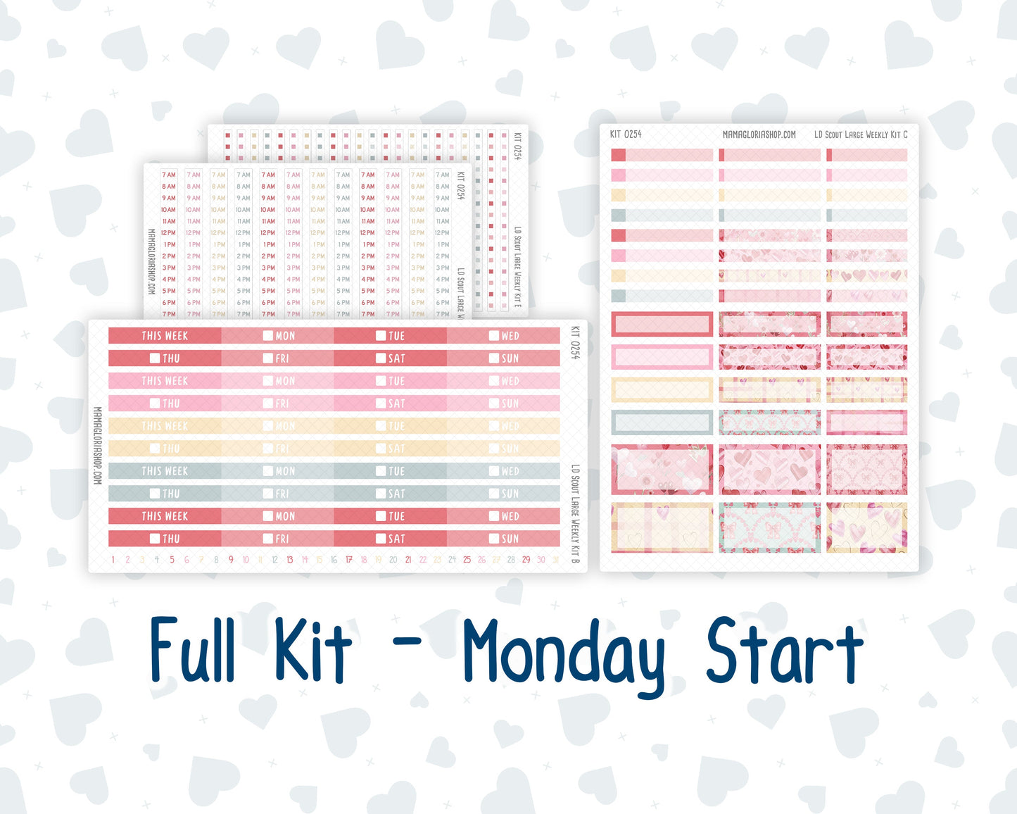 Kit 0254 - Laurel Denise The Scout Planner Large - Weekly Kit - February - Valentine Village