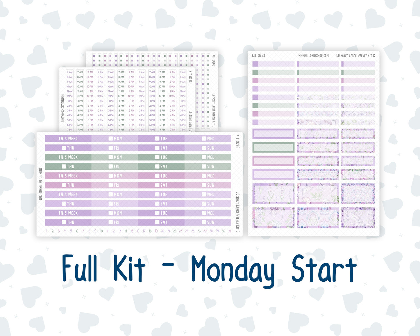 Kit 0263 - Laurel Denise The Scout Planner Large - Weekly Kit - April - Lavender Drift