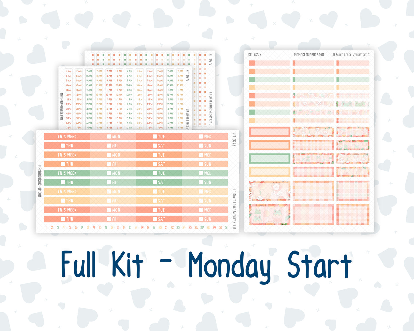 Kit 0278 - Laurel Denise The Scout Planner Large - Weekly Kit - August - Oops, All Peaches