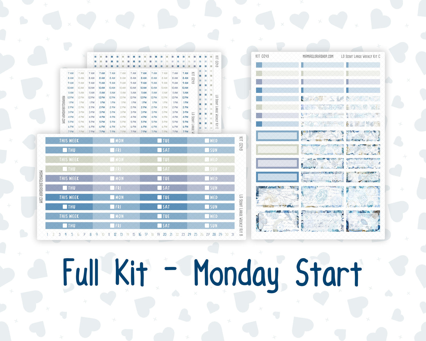 Kit 0249 - Laurel Denise The Scout Planner Large - Weekly Kit - January - Icy Lace